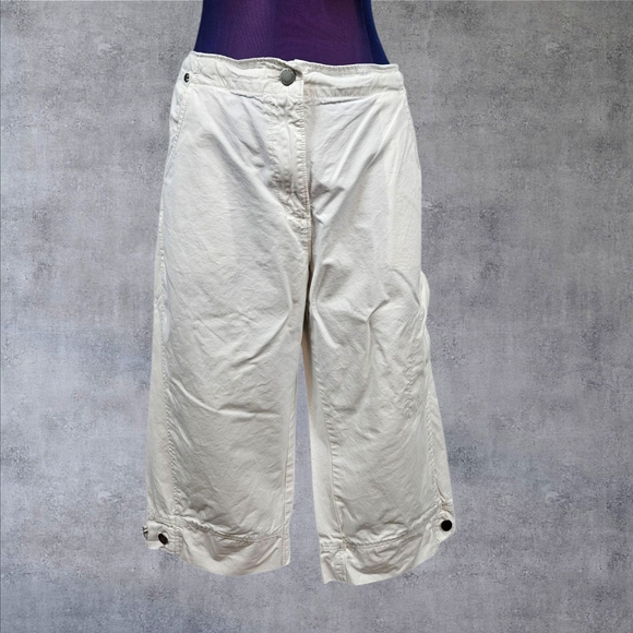 Woolrich White Microfiber Straight Leg Cargo Capri Pants Size‎ 12 Women's P62 - Picture 1 of 8